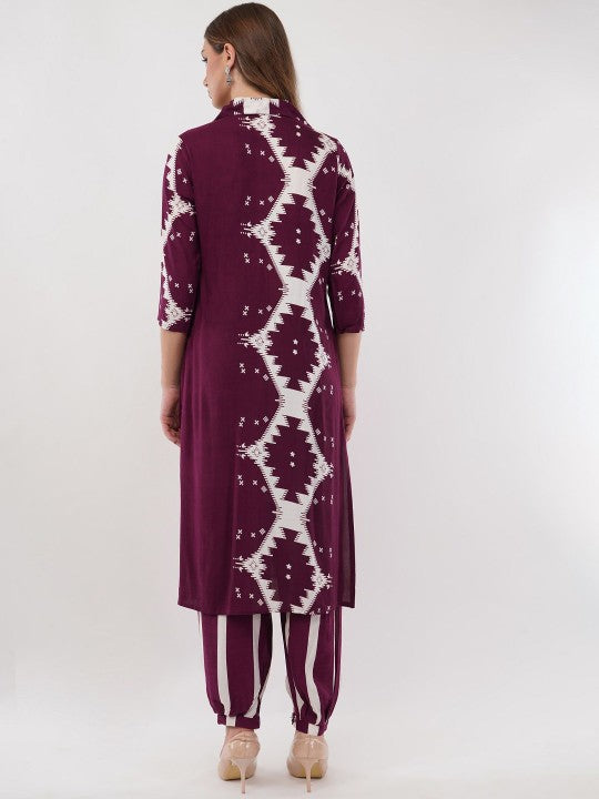 dhartii Summer Garden Abstract Printed Ethnic Tunic With Trouser Co-Ords