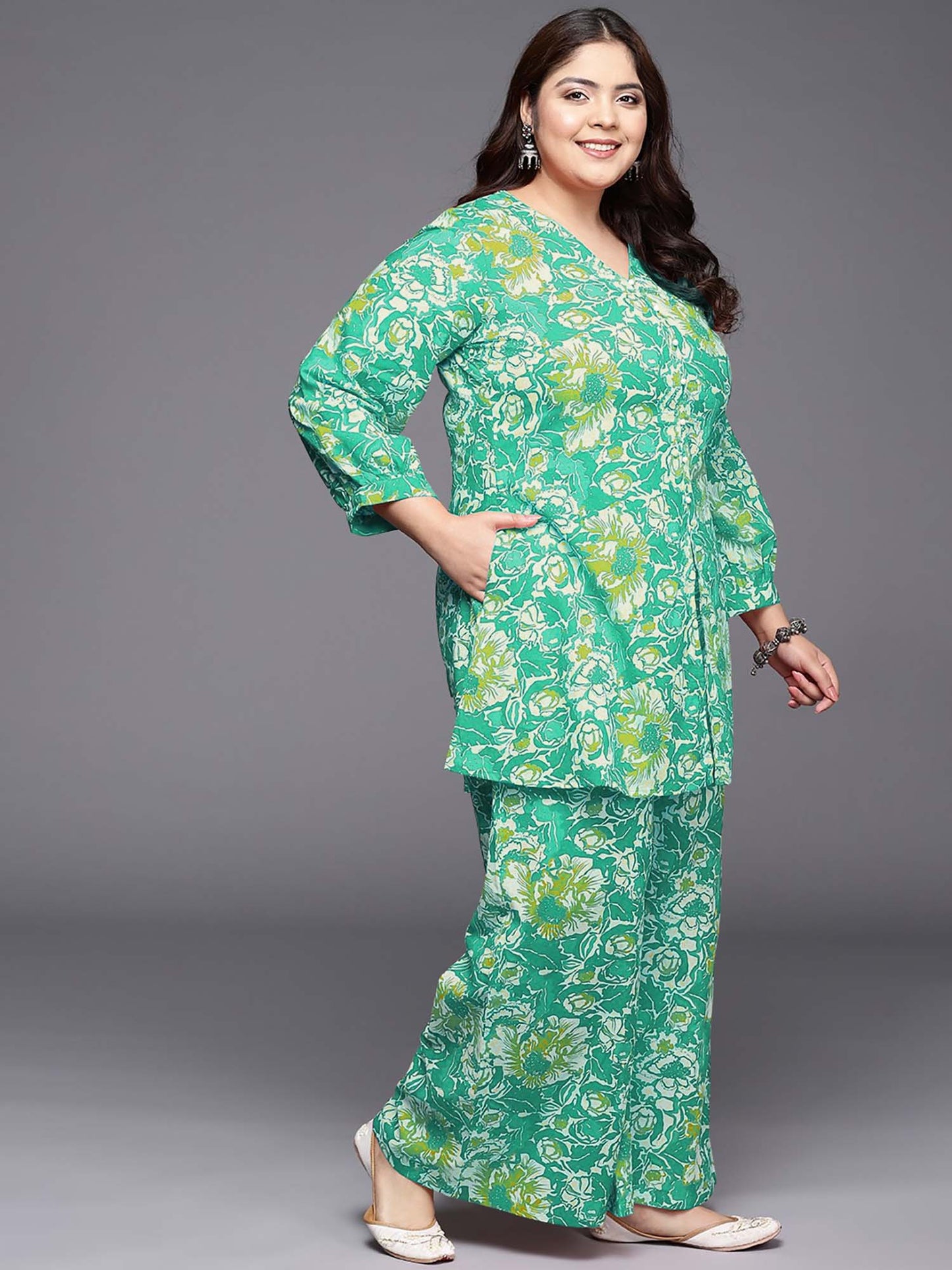 Womens Floral Printed Cotton Co-Ord Summer Essentials (Set of 2)