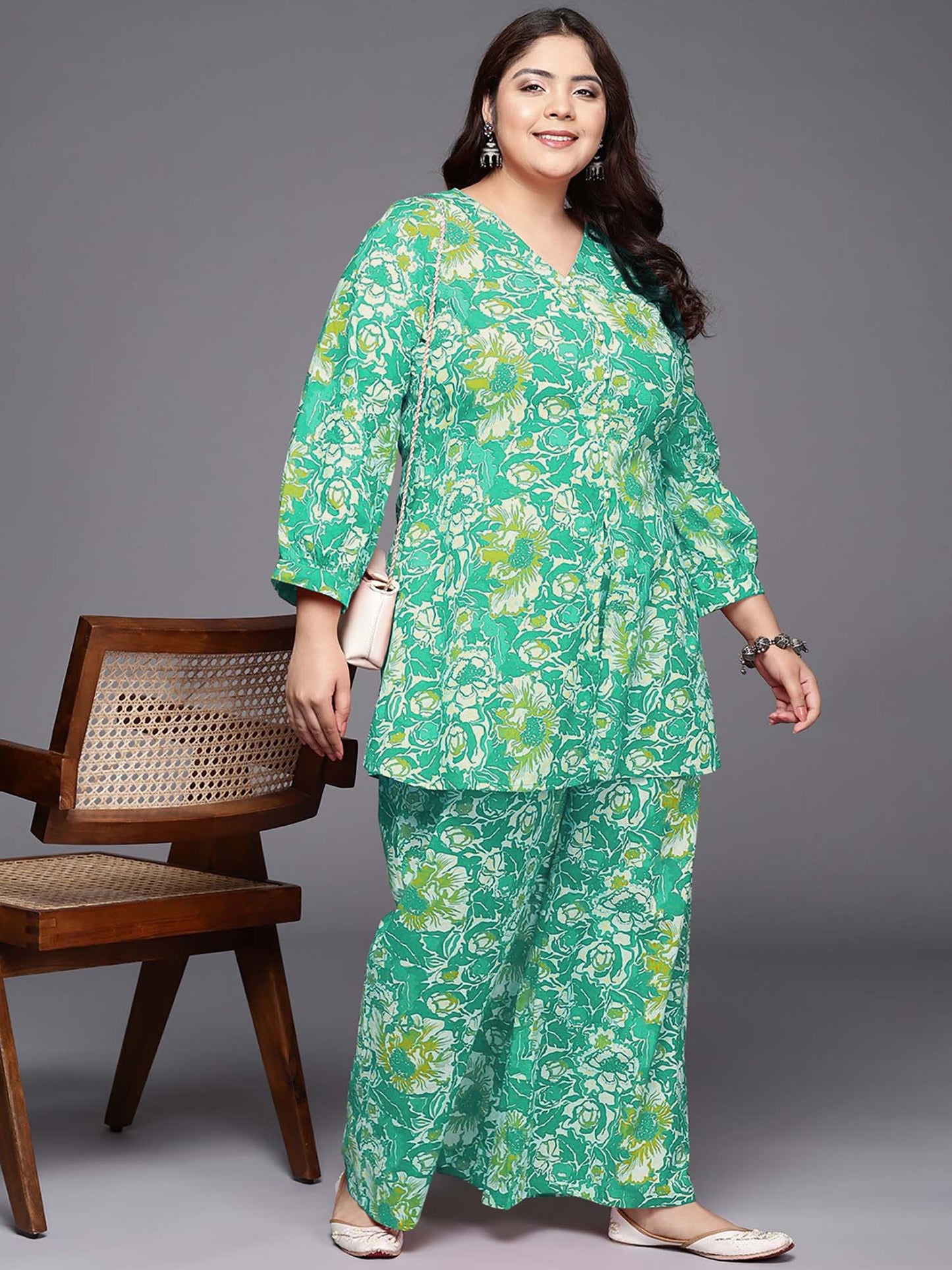 Womens Floral Printed Cotton Co-Ord Summer Essentials (Set of 2)