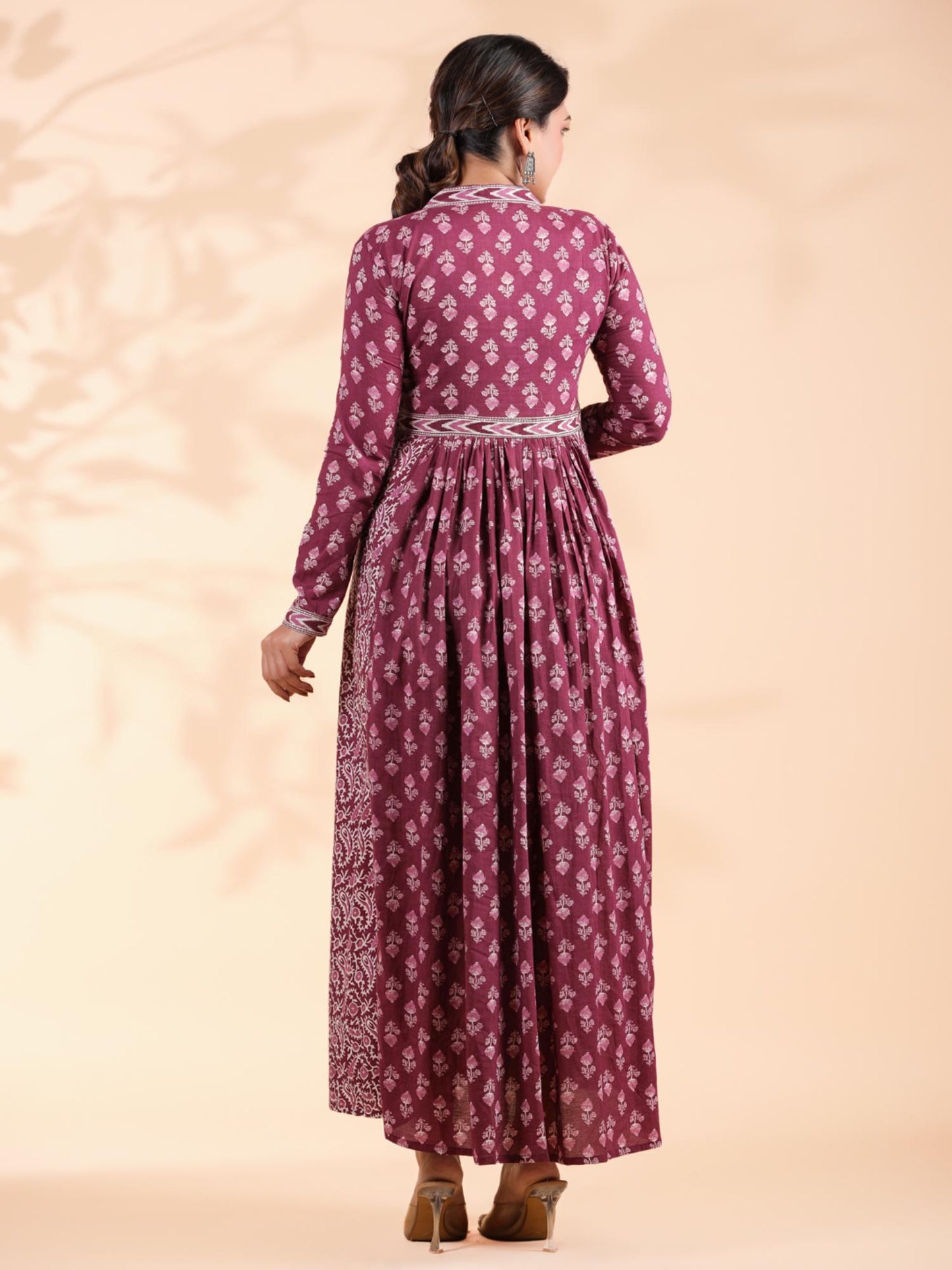 Women Alia Cut Anarkali Cotton Magenta Dress