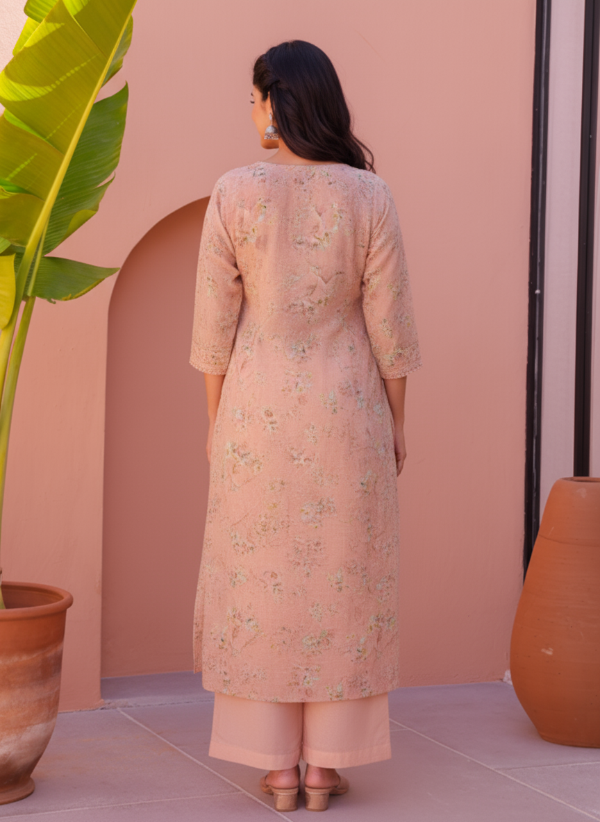 Embroidered Cotton SIlk A-line Kurta