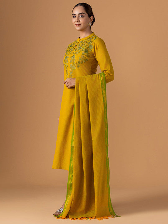 WOMEN PLUS Embroidered Pure Cotton Suit Set