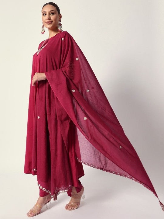 Ishin Women Yoke Design Mirror Work Regular Kurta