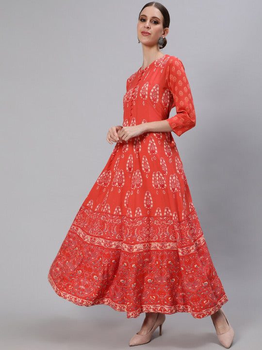 Ishin Women Ethnic Motifs Printed Cotton Anarkali  Kurta
