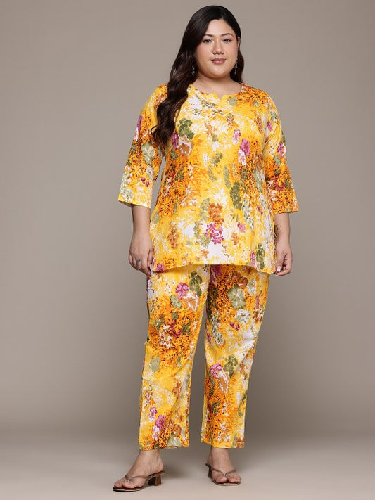 Printed Pure Cotton Tunic With Trousers