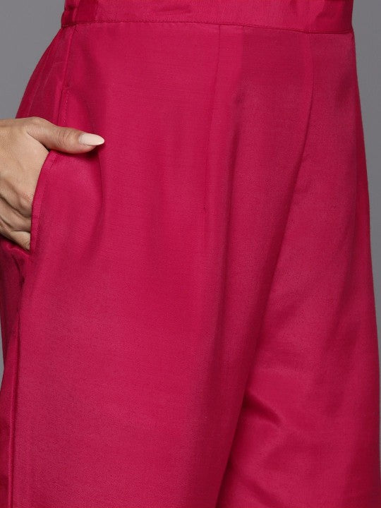 Yoke Design Straight Kurta & Trousers With Dupatta