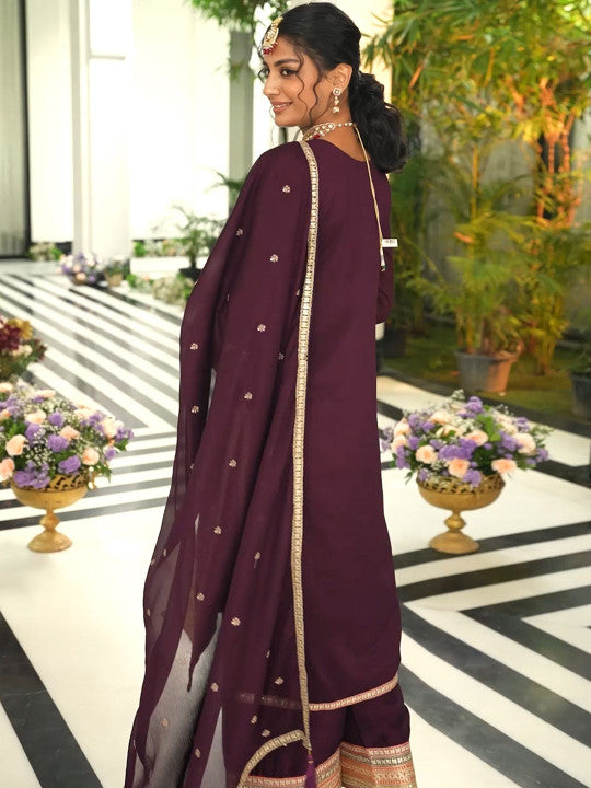 Indo Era Women Ethnic Motifs Embroidered Regular Mirror Work Kurta with Palazzos & With Dupatta
