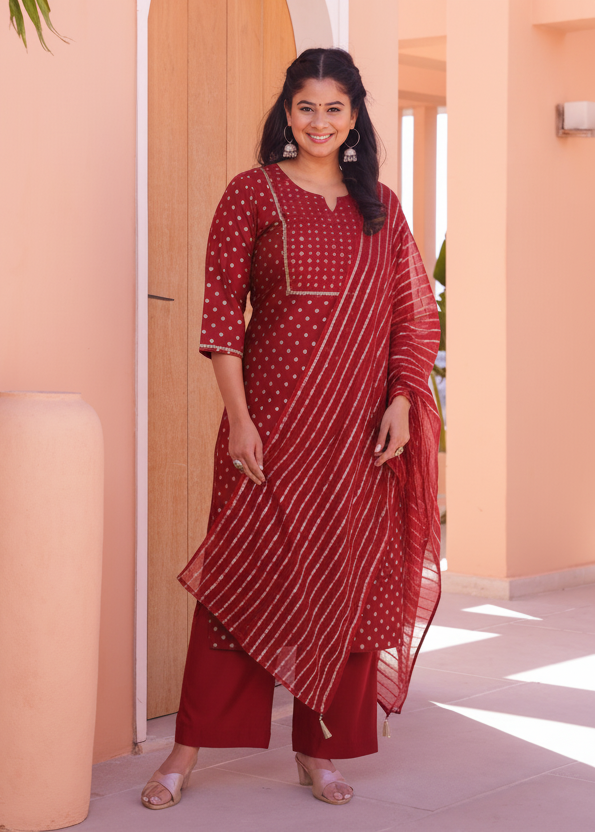 Embroidered Cotton SIlk A-line Kurta