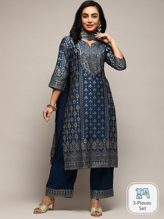 Biba Women Ethnic Motifs Printed Regular Kurta With Palazzos & Dupatta