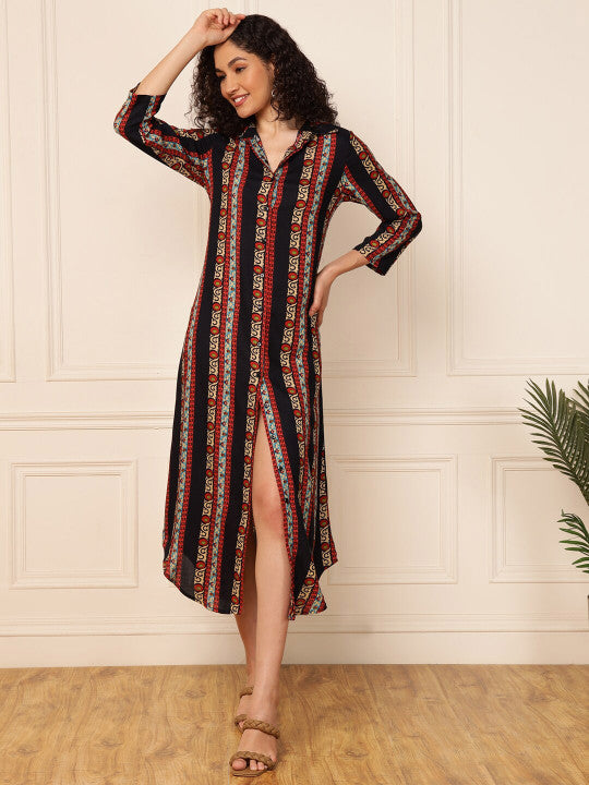 Vibes by Deebaco  Ethnic Motifs Print A-Line Midi Dress