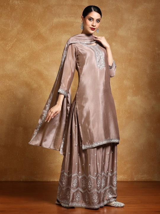 Varanga Floral Yoke Design Zari Straight Kurta
