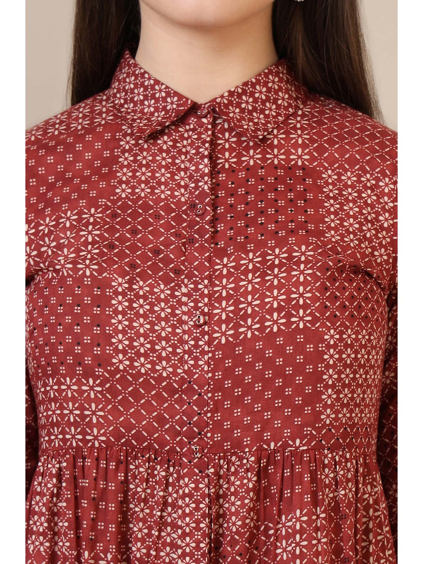 Printed Pure Cotton Tiered Dress