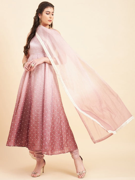 ADORNIA Embroidered Empire Sequinned Silk Crepe Kurta