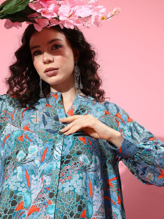 Varanga Abstract Printed A-Line Kurta With Trouser