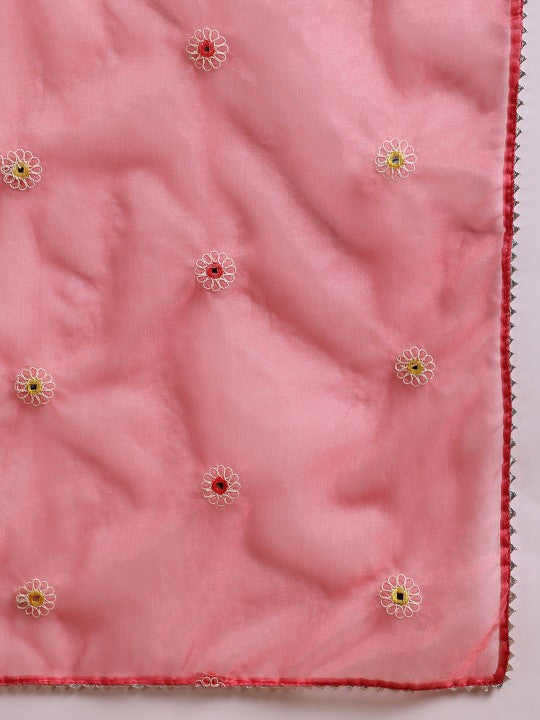 AHIKA Pink Paisley Embroidered Empire Thread Work Kurta