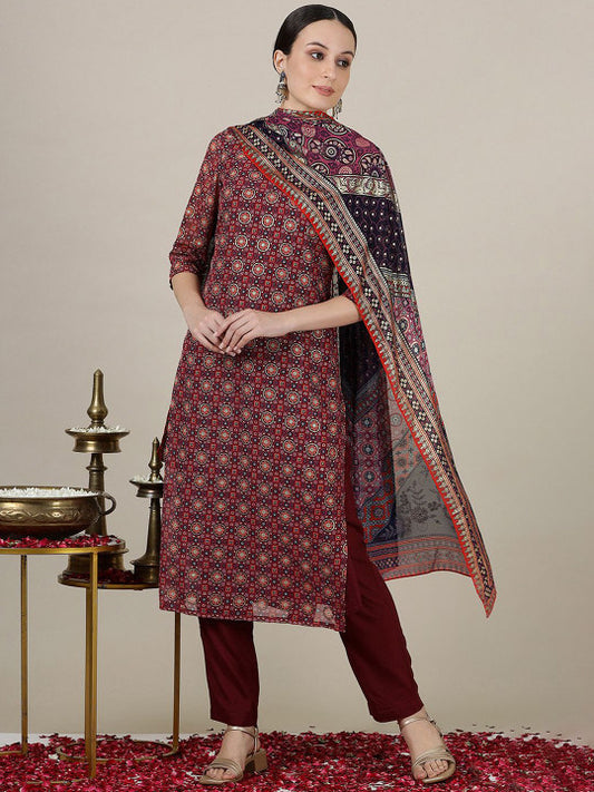 AURELIA Women Printed Kurta with Palazzos & With Dupatta