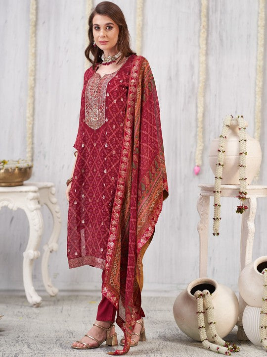 Anouk Ethnic Motifs Embroidered Zardozi Organza Kurta