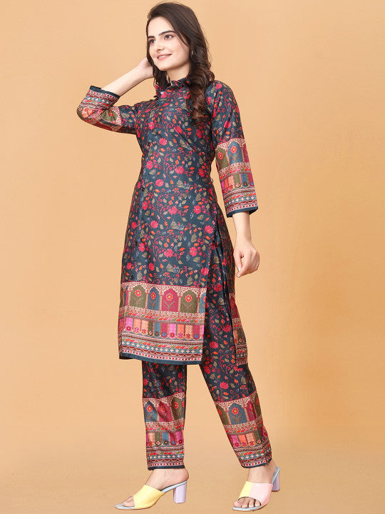 Aardiva Floral Printed Straight Kurta with Trousers