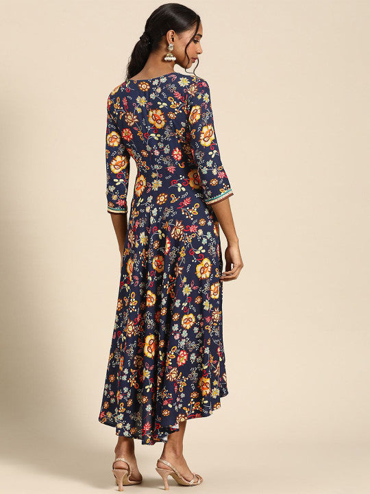 Anouk Floral Print Liva A-Line Midi Dress