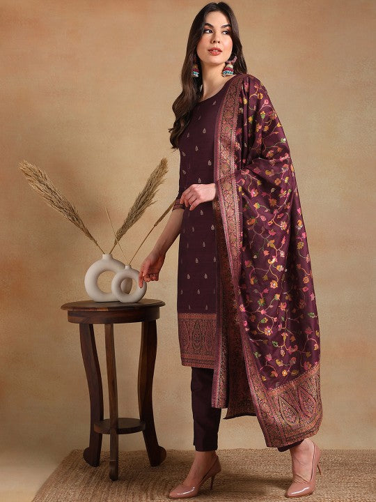 AHIKA Woven Design Straight Kurta