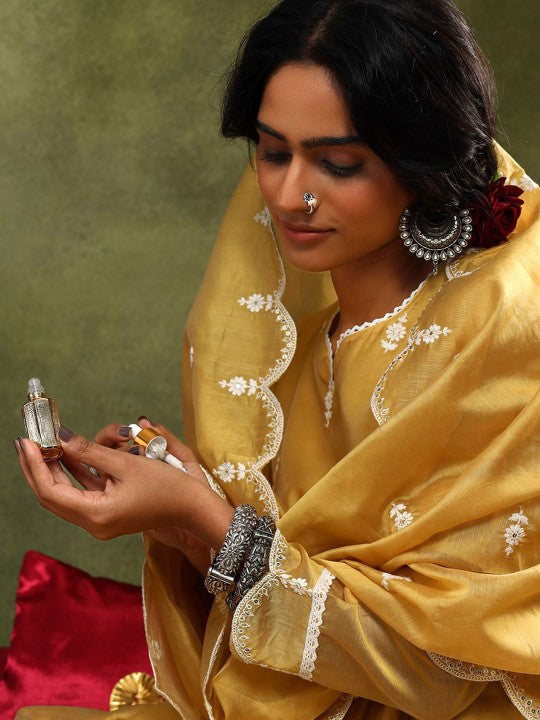 Heritage Women Ethnic Motifs Embroidered Kurta with Trousers & With Dupatta