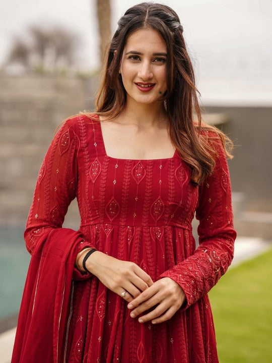 Vama Heritage Women Ethnic Motifs Embroidered Regular Sequinned Kurta