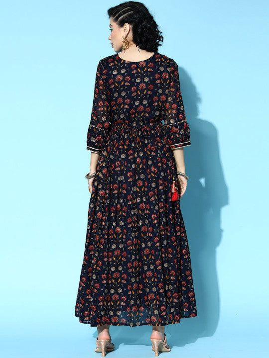Printed Flared Fit and Flare Ethnic Dresses