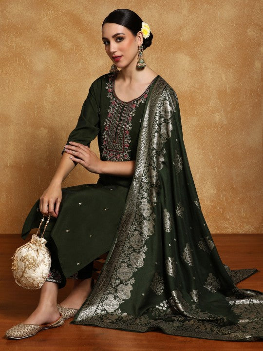 Varanga Women Floral Yoke Design Regular Kurta