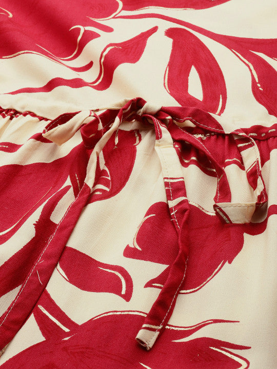 AMUKTI Floral Printed Fit & Flare Midi Ethnic Dress