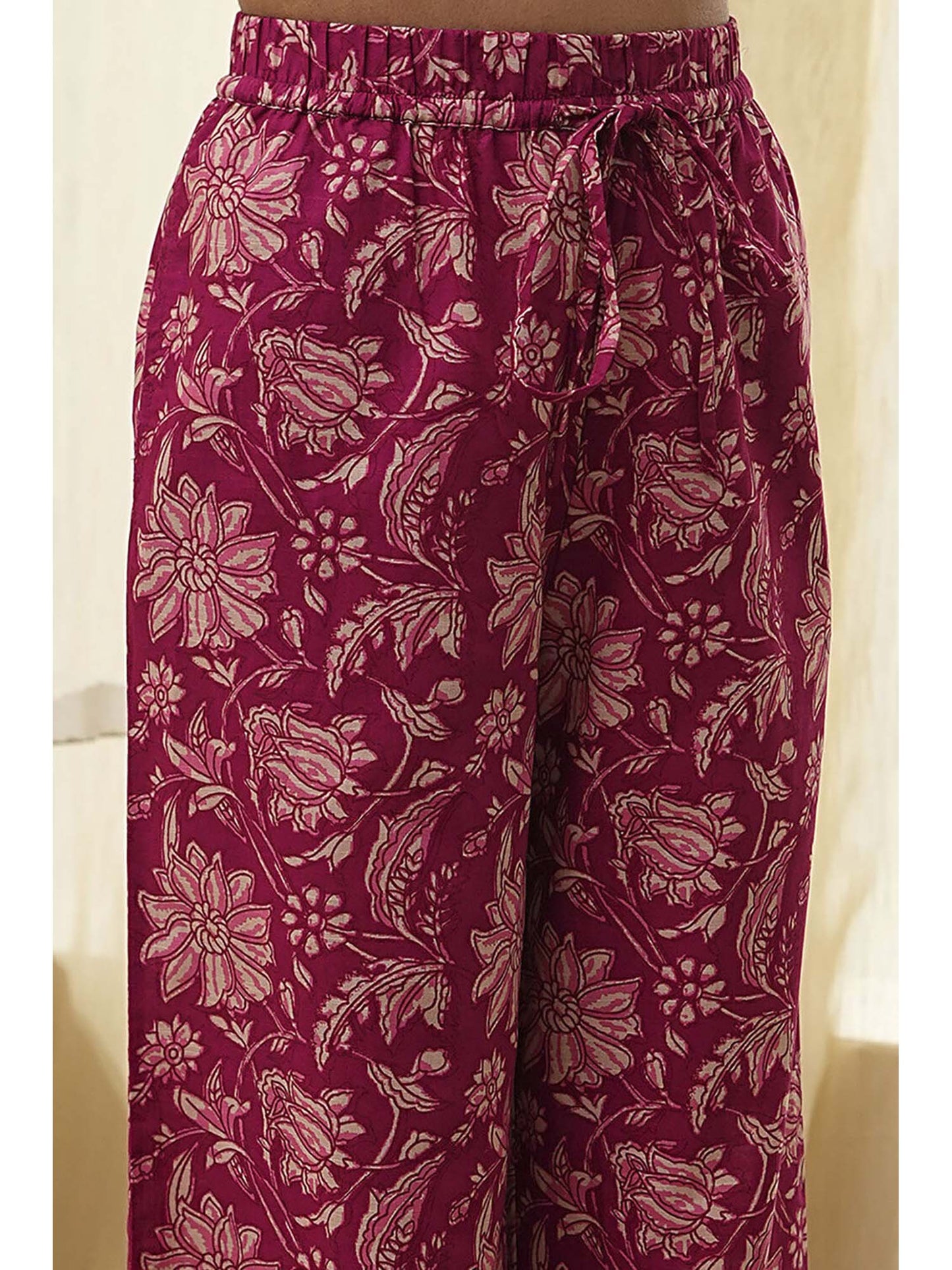 Women Red Cotton Co-Ord (Set of 2)