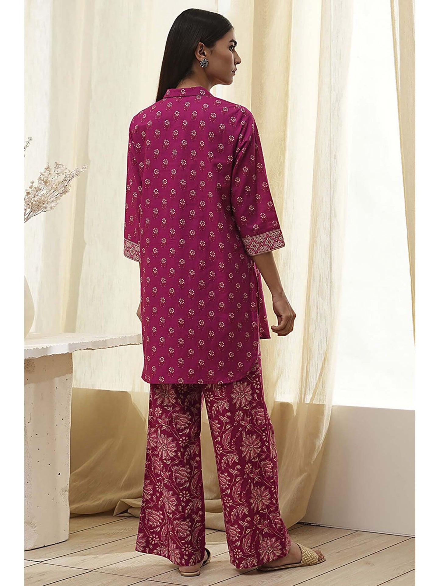 Women Red Cotton Co-Ord (Set of 2)