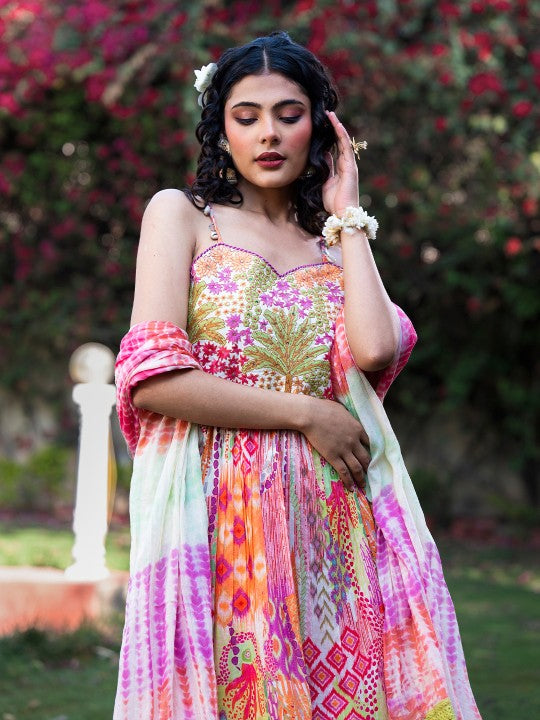 AARAAS Women Ethnic Motifs Embroidered Regular Pure Cotton Kurta with Sharara &  Dupatta