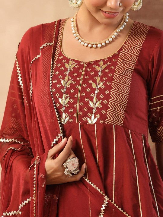 GILLORI Ethnic Motifs Embroidered Empire Gotta Patti Kurti