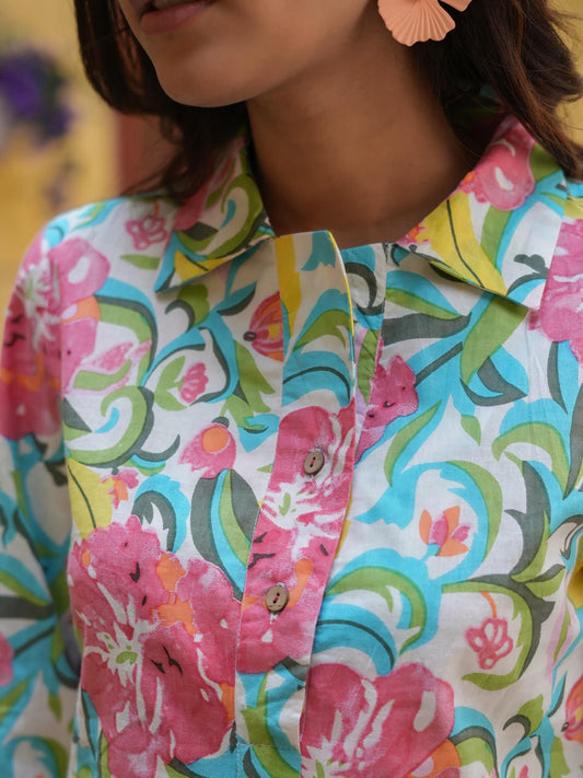 Floral Printed Pure Cotton Co-Ord Set (Set of 2)