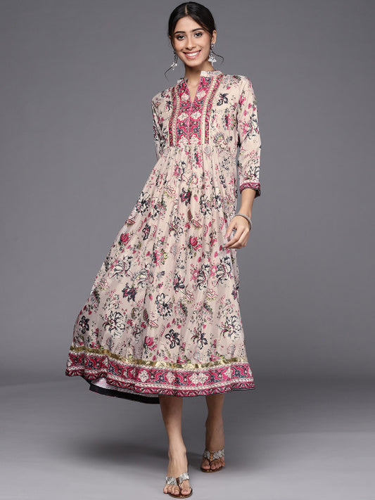 Biba Multicoloured Floral Midi Fit & Flare Dress