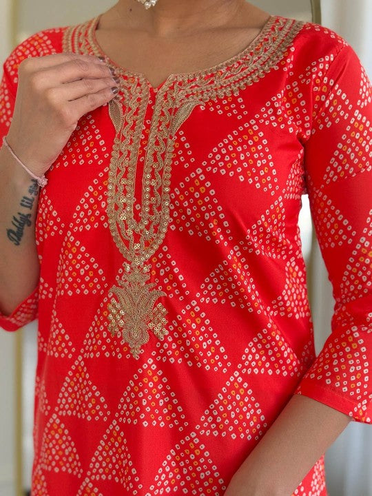 THE52 Women Bandhani Printed Regular Kurta