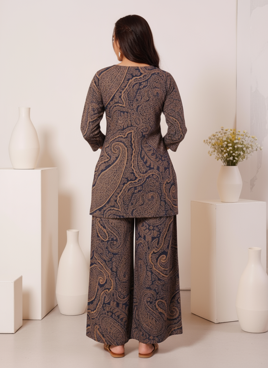 Viscose Floral Straight Black Kurta