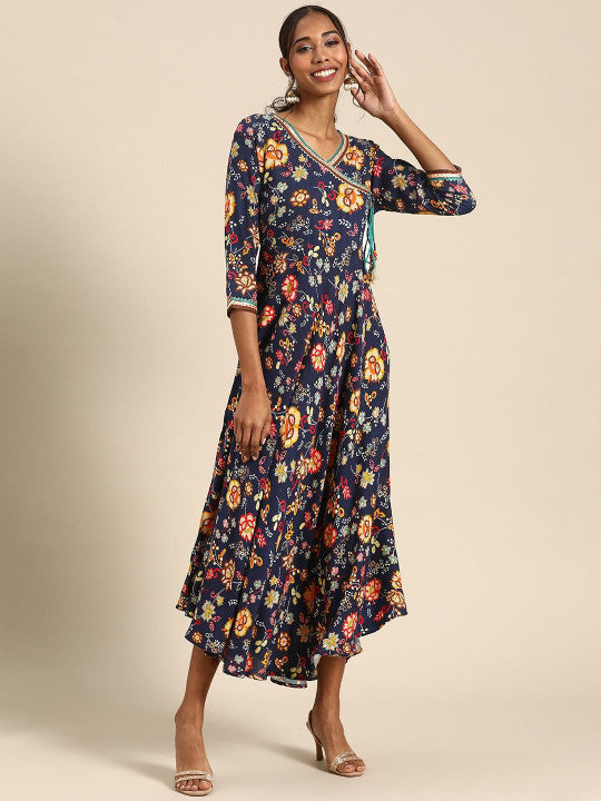 Anouk Floral Print Liva A-Line Midi Dress