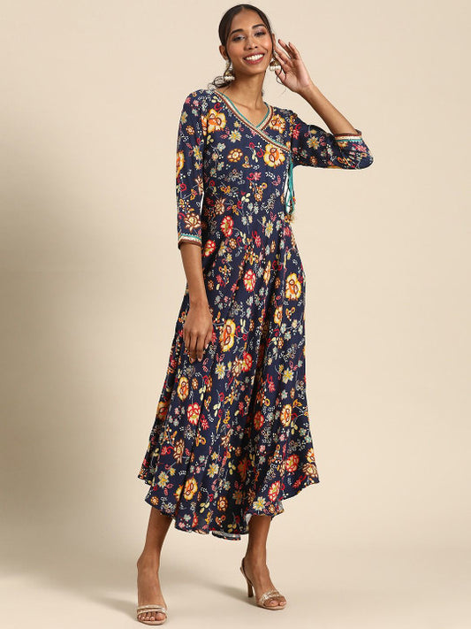 Anouk Floral Print Liva A-Line Midi Dress