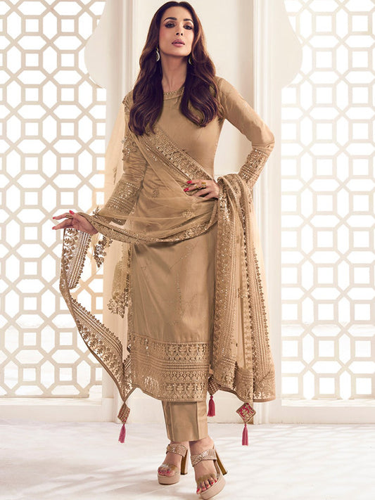 Inddus Women Floral Thread and Sequined Embroidered Kurta Set