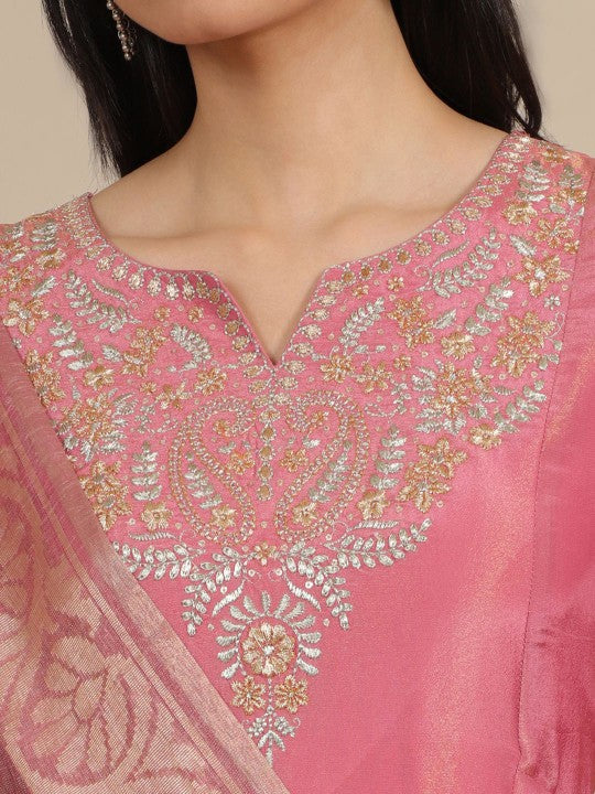 AURELIA Women Floral Embroidered Regular Kurta with Palazzos & With Dupatta