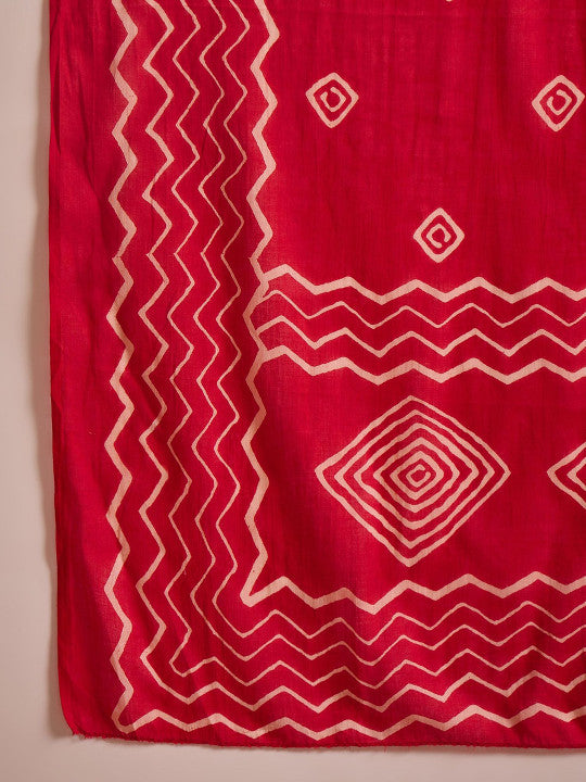 Vastramyaa Women Geometric Printed Pure Cotton Kurta with Trousers & Dupatta