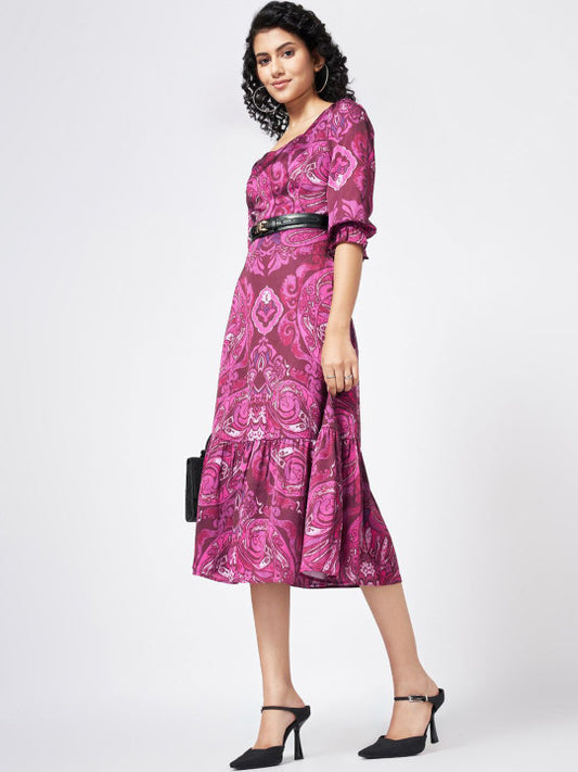 Honey by Pantaloons Printed A-Line Midi Dress
