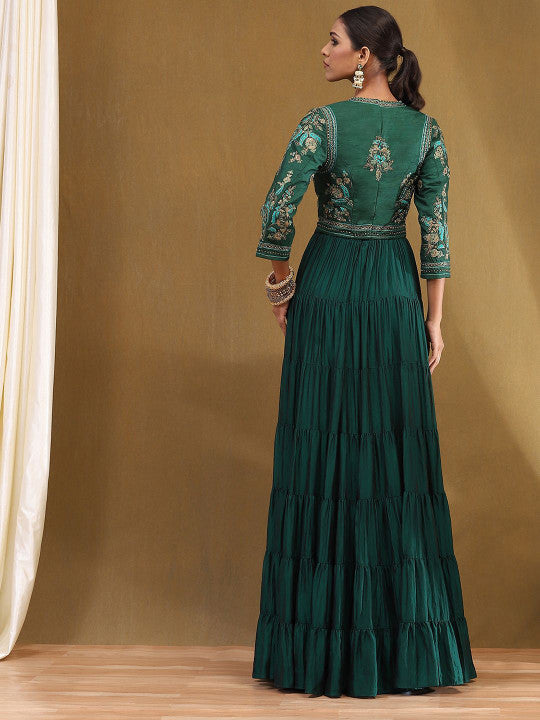 Biba Round Neck Flared Anarkali Kurta With Jacket