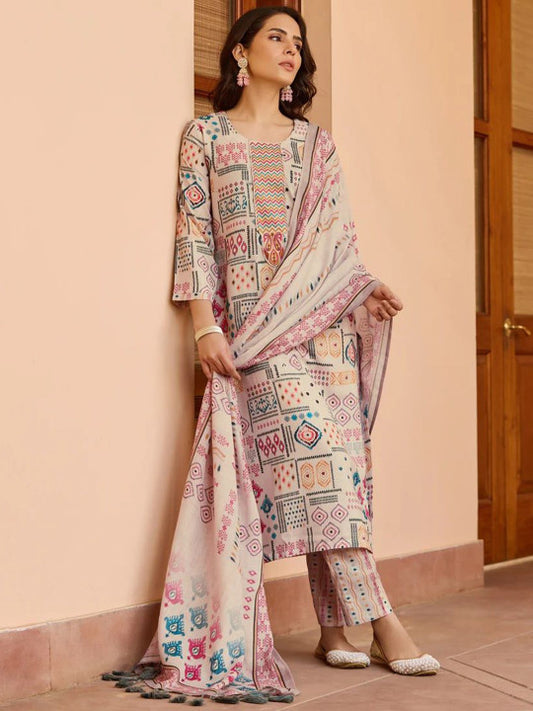 VARNI FABRICS Women Ethnic Motifs Printed Kurta with Trousers & Dupatta
