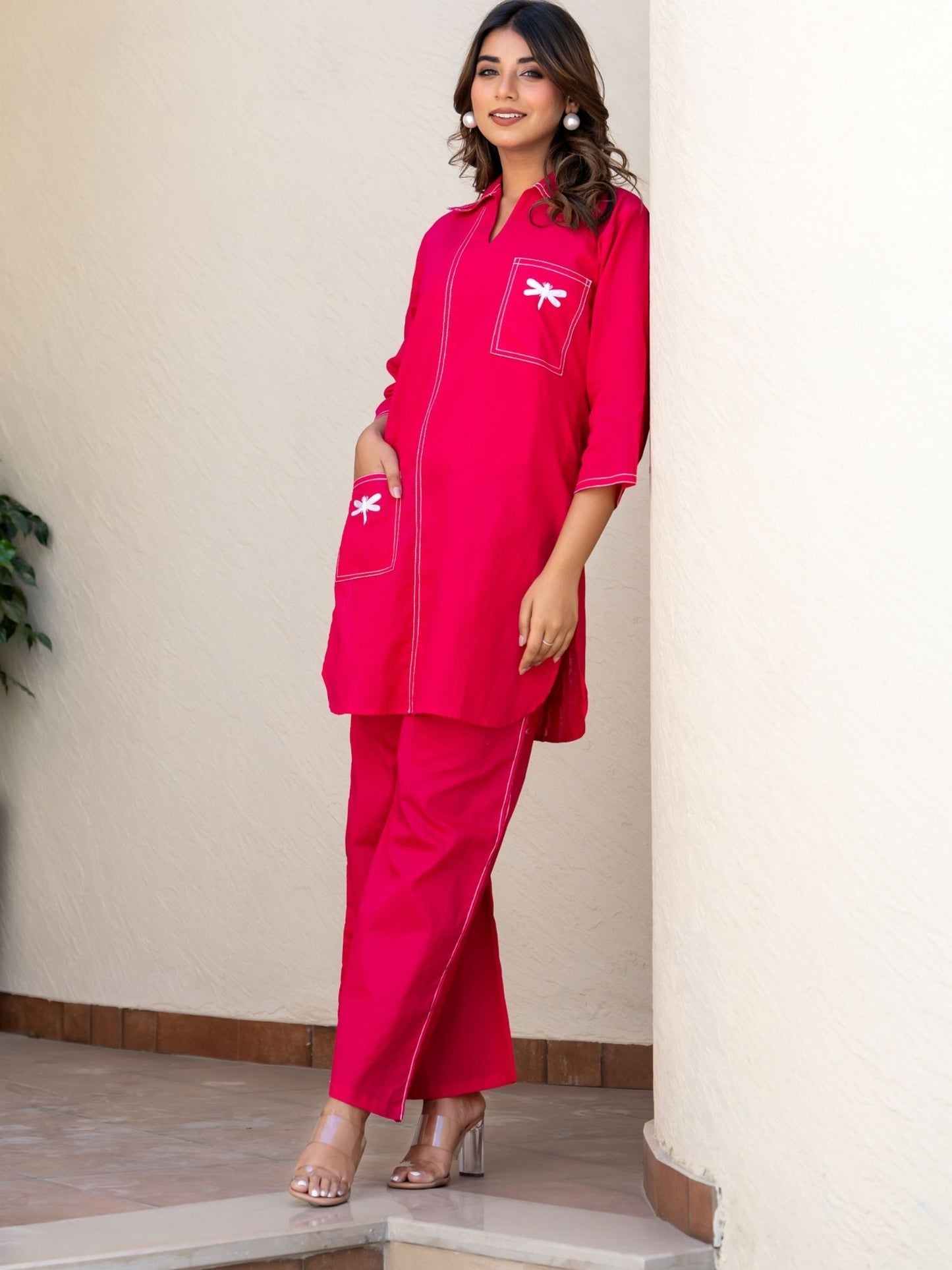 Tea Rose Pink Butterfly Co ord (Set of 2)