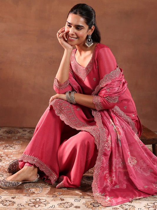 Floral Zari Embroidered Straight Kurta
