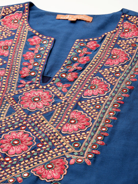 aarke Ritu Kumar Floral Embroidered Thread Work Kurta with Trousers & With Dupatta