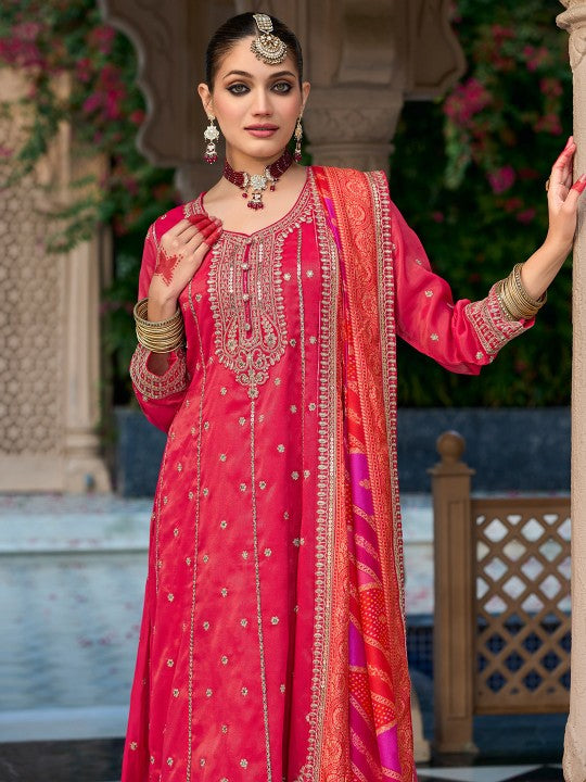 Indo Era Ethnic Motifs Embroidered Sequinned Anarkali Kurta with Trouser & Dupatta