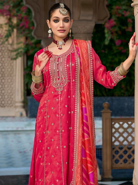 Indo Era Ethnic Motifs Embroidered Sequinned Anarkali Kurta with Trouser & Dupatta